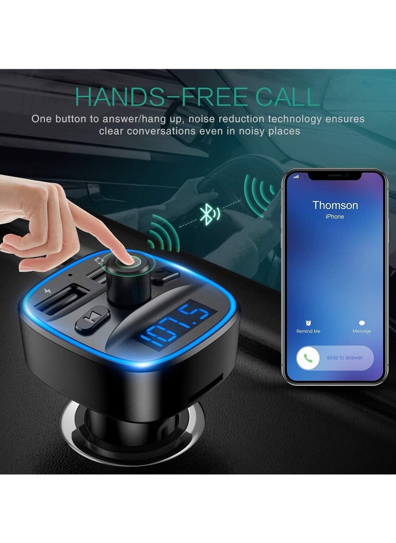 Oria Bluetooth FM Transmitter for Cars 2021 Enhanced Wireless Car Radio Kit Universal Car Charger with Dual USB Charging Hands-Free Calling Music Player Supports TF Card and USB Disk