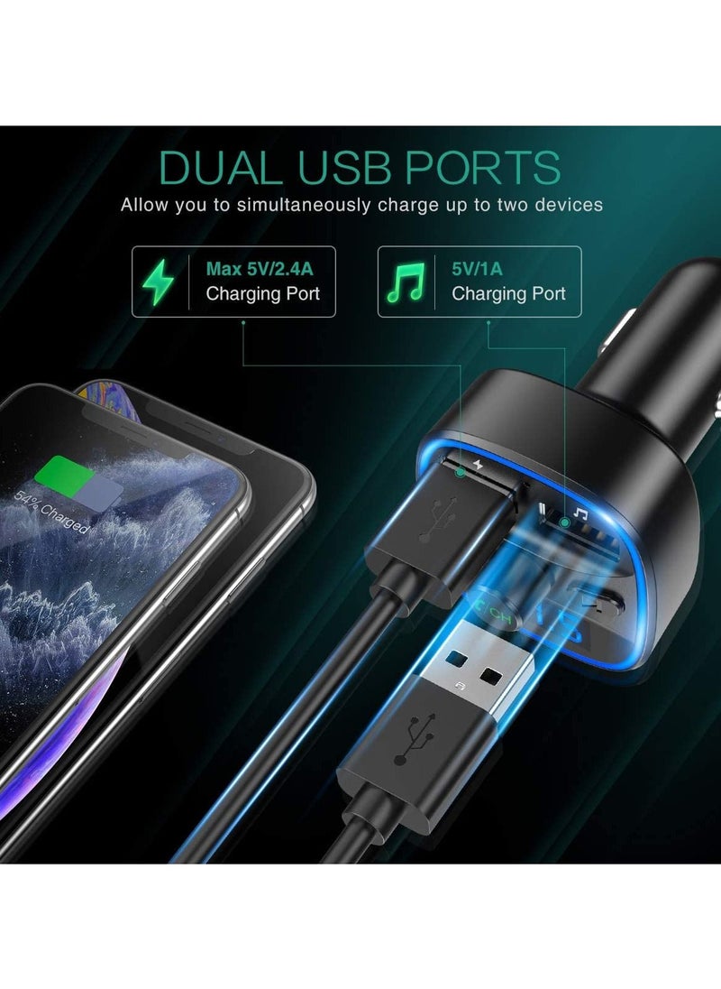 Oria Bluetooth FM Transmitter for Cars 2021 Enhanced Wireless Car Radio Kit Universal Car Charger with Dual USB Charging Hands-Free Calling Music Player Supports TF Card and USB Disk