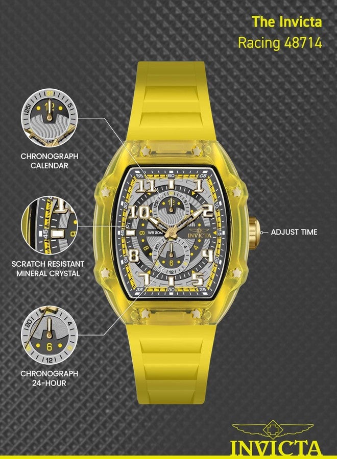 Invicta Racing Men 48.5mm Plastic Gold + Yellow Grey+Yellow dial VH61 Quartz - Image 4