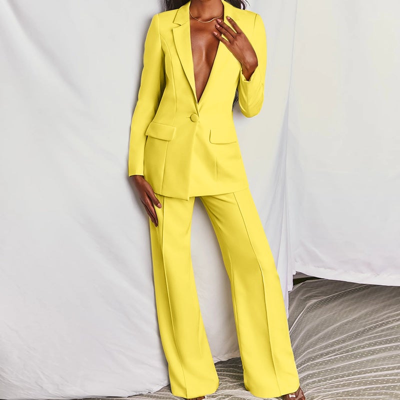 Professional style high-end womens suit suit top trousers Black - Image 2