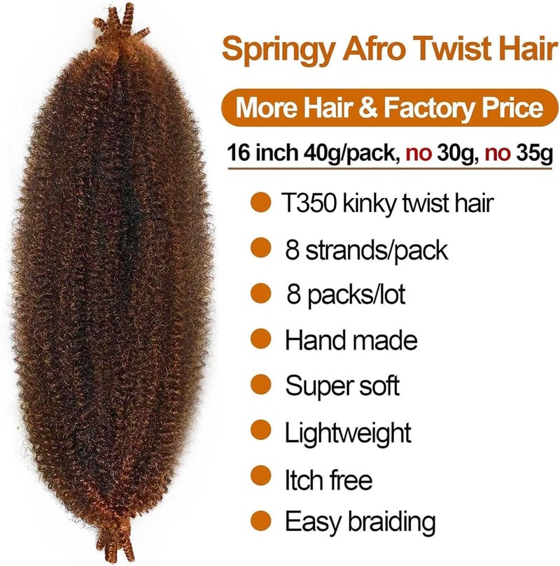 Chicmoi Marley Twist Braiding Hair Ombre 350 Springy Afro Twist Hair 16 Inch Twist Braiding Hair Extension for Passion Twist Hair T350 Spring Twist Crochet Hair for Black Women… - Image 2