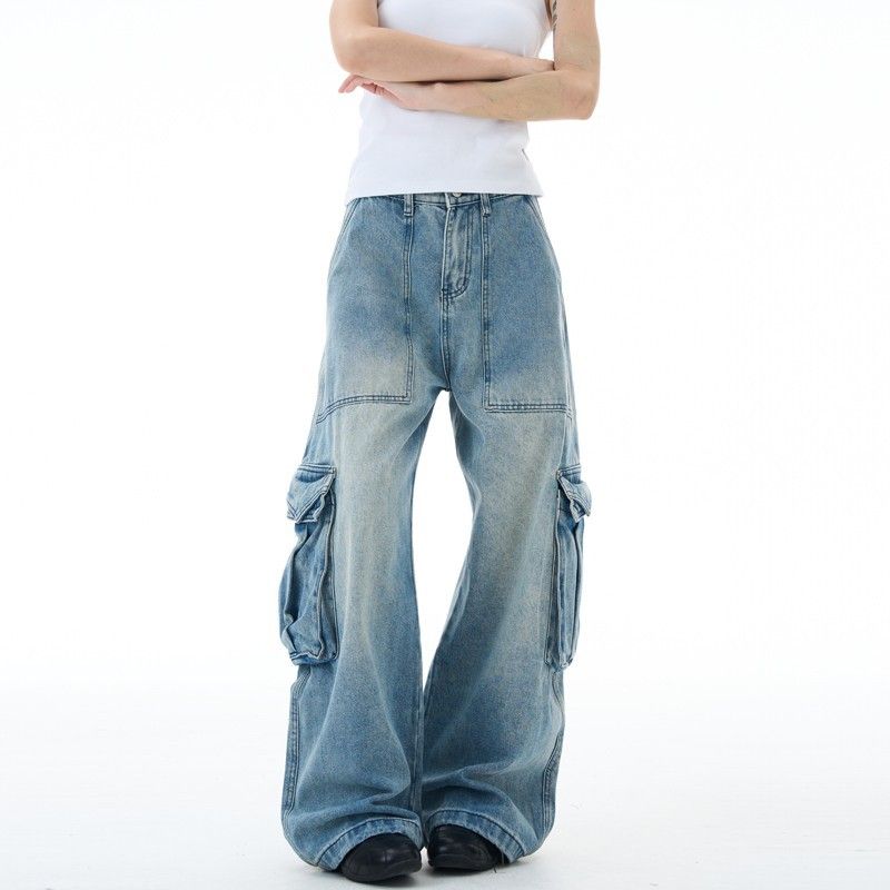 Unisex Cycling Lightweight Cargo Multi-Pocket Denim Jeans - Image 3