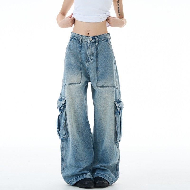 Unisex Cycling Lightweight Cargo Multi-Pocket Denim Jeans - Image 1