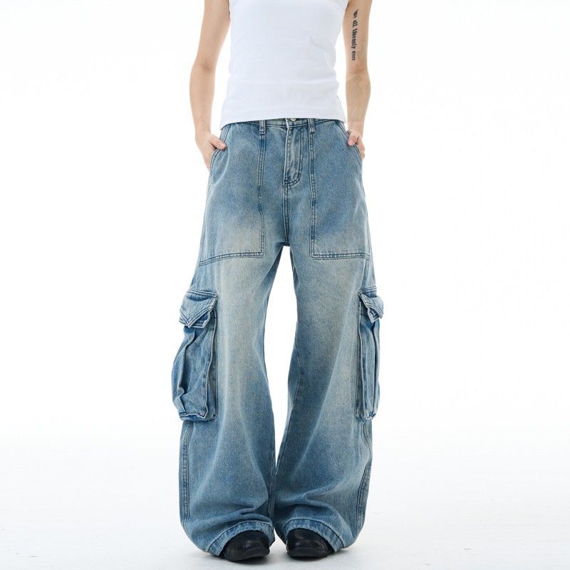 Unisex Cycling Lightweight Cargo Multi-Pocket Denim Jeans - Image 2