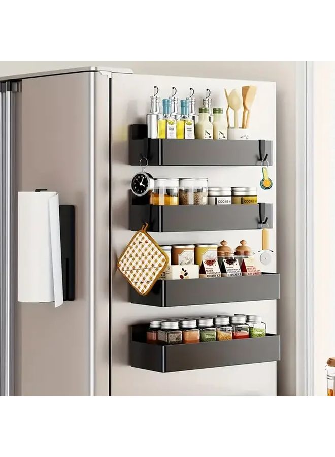 2pcs Black Magnetic Storage Baskets Carbon Steel No Drill Glue Required Multifunctional Organizer For Refrigerator Microwave Washing Machine Space Saving Side Spice Rack Holder For Kitchen Laundry Room Magnets For Refrigerator Sleek Basket Design - Image 5