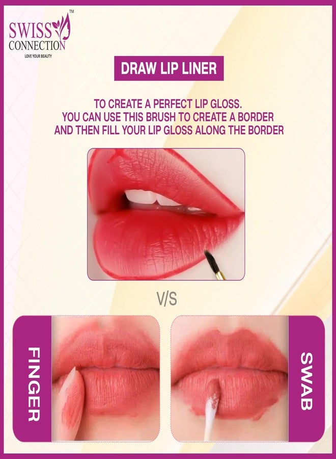 Swiss Connection Premium Professional Wooden Lip Liner Brush non slip grip & quality hair lip liner makeup brush & durable For Women and Girl (Pack of 4) - Image 5