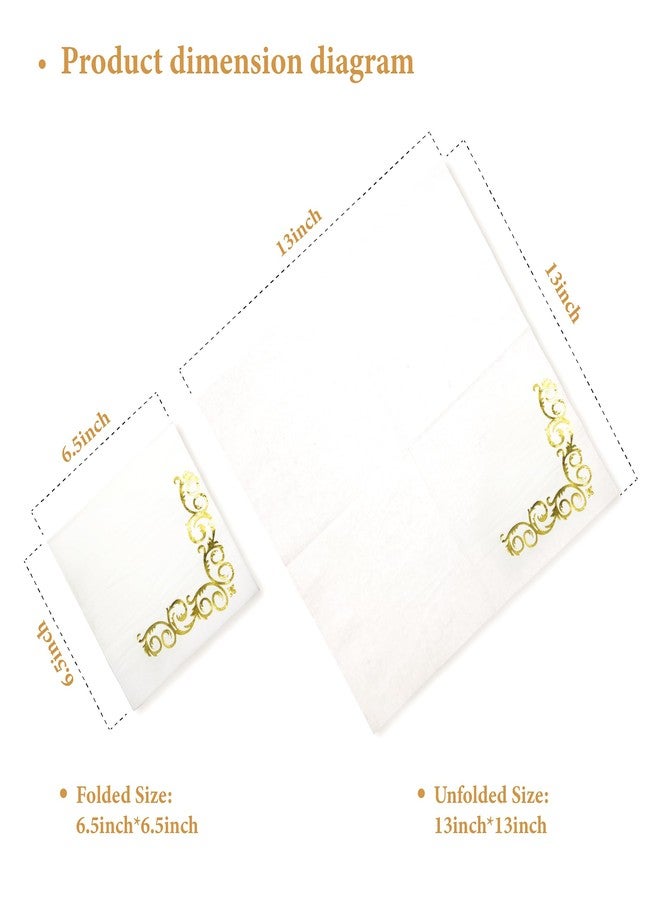 AIPOKE 80-Pack Gold Napkins: 6.5 x 6.5 Inches, 2-Ply Paper Cocktail Napkins for Parties & Events - Image 2