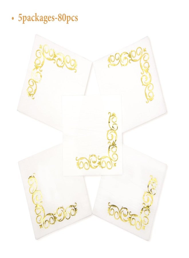 AIPOKE 80-Pack Gold Napkins: 6.5 x 6.5 Inches, 2-Ply Paper Cocktail Napkins for Parties & Events - Image 3