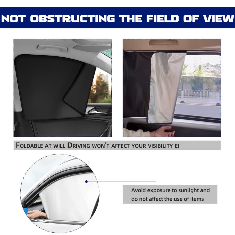 NTNEV Car Side Window Sun Shades, Shades with Magnets, Shade for Baby, Strong-Light Blocking & UV Protection Privacy Covers Auto Accessories (Double-sided Black) - Image 5