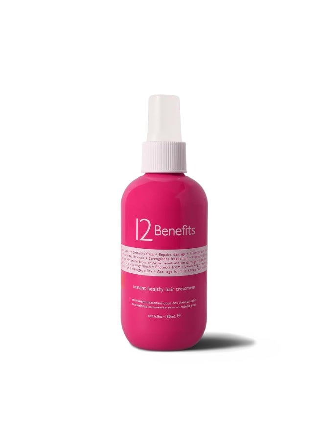 12 Benefits 12 Benefits Instant Healthy Hair Treatment - Leave In Conditioner Spray with Quaternium 39 and Silk Fibre Protein - Smooths Frizz, Strengthens & Repairs Damaged Hair - (6 Fl Oz), Packaging May Vary  - Image 1