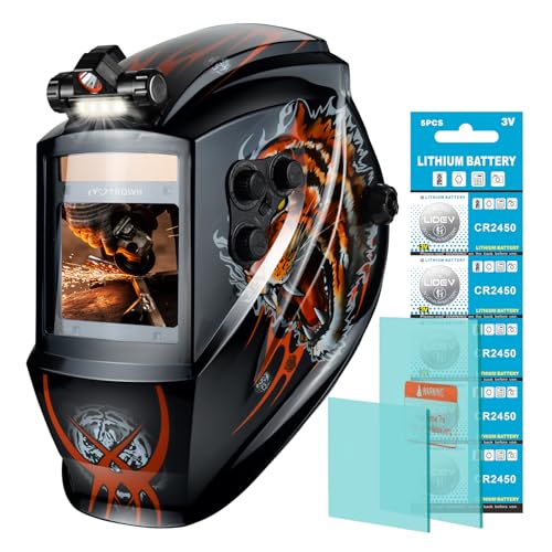 TRQWH Auto Darkening Welding Helmet Large Viewing True Color Solar Powered Welding Hood with 4 Arc Sensor Adjustable Wide Shade Range 4~5-8/9-13 Welder Mask for TIG MIG ARC Weld Plasma Cut Grinding - Image 1