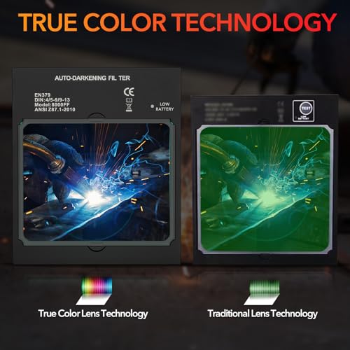 TRQWH Auto Darkening Welding Helmet Large Viewing True Color Solar Powered Welding Hood with 4 Arc Sensor Adjustable Wide Shade Range 4~5-8/9-13 Welder Mask for TIG MIG ARC Weld Plasma Cut Grinding - Image 4