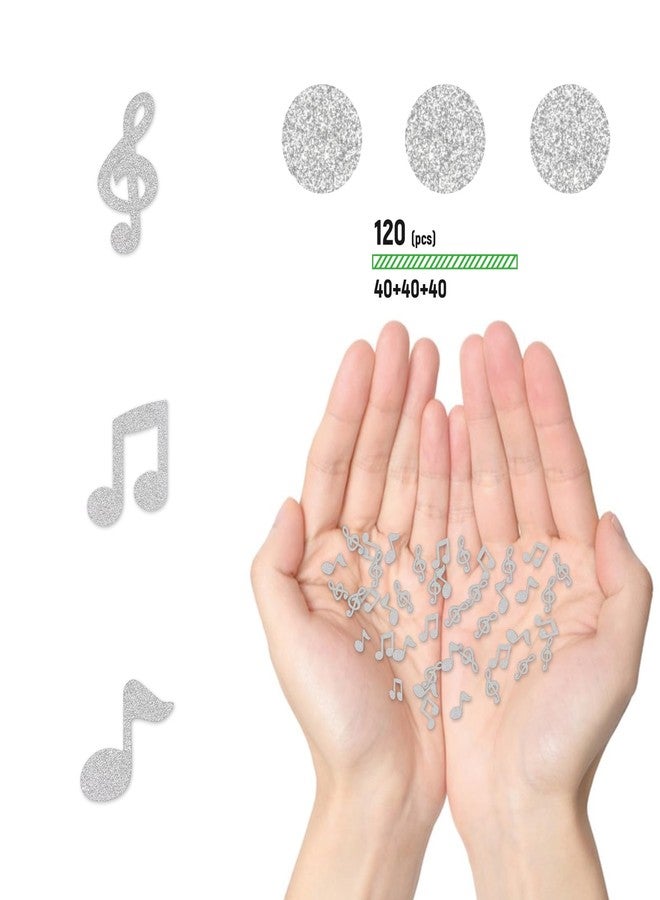 Helewilk Silver Glitter Musical Note Confetti, Note Cutouts Confetti, Musical Party Music Theme Birthday Anniversary Engagement Baby Shower Wedding Karaoke Party Table Decoration Scatters, 120 Pcs - Image 3