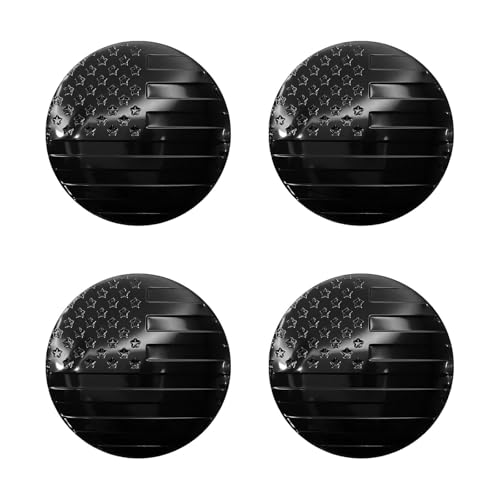 Eponcia Wheel Center Caps Stickers Center Caps for Rims Waterproof Rustproof 3D Car Wheel Hub Cover Decals 223in Auto Exterior Accessories Universal for Car Truck SUV American FlagBlack 4PCS - Image 1