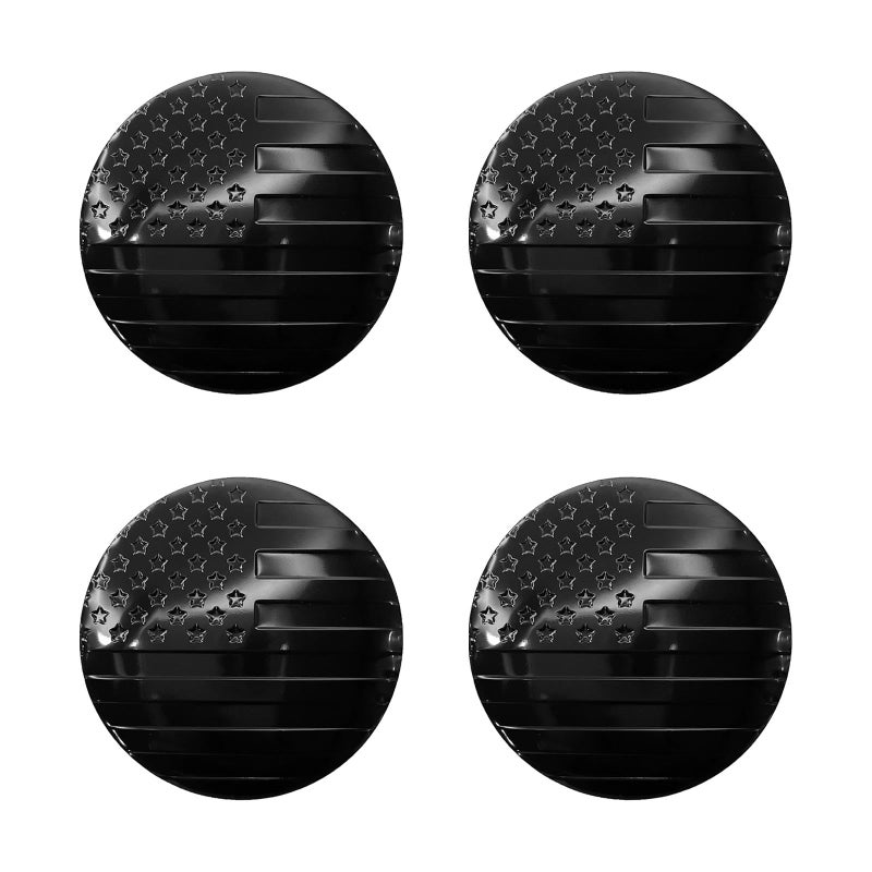 Eponcia Wheel Center Caps Stickers Center Caps for Rims Waterproof Rustproof 3D Car Wheel Hub Cover Decals 223in Auto Exterior Accessories Universal for Car Truck SUV American FlagBlack 4PCS - Image 3
