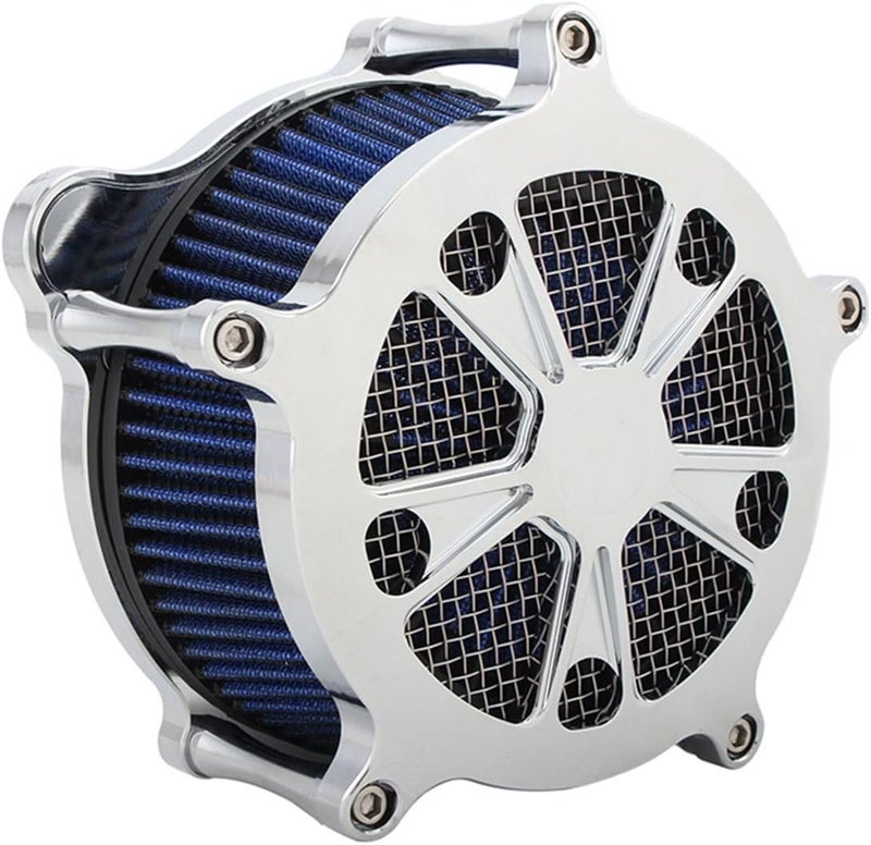 QASULER Chrome Blue Motorcycle Air Filter - Image 1