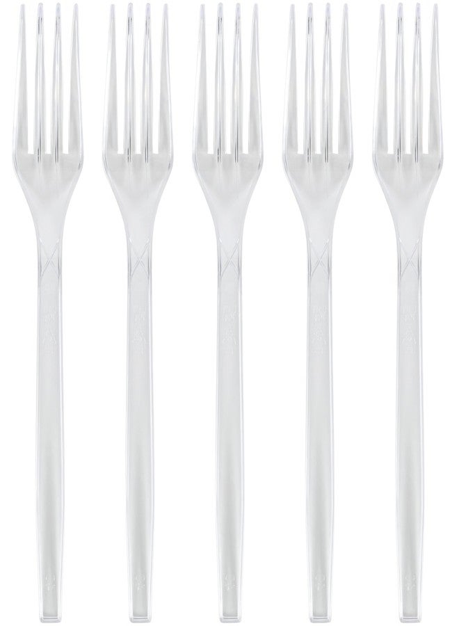 Blue Sky Basic Cutlery Collection 50-Count Medium Weight Clear Plastic Forks | Disposable & Convenient for Parties, Picnics, Events - Image 1