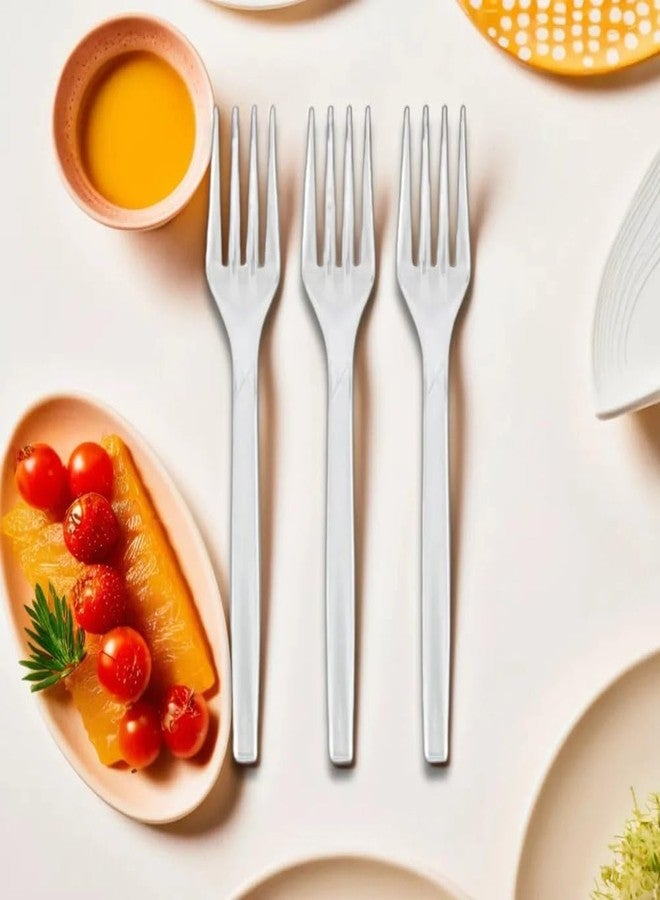 Blue Sky Basic Cutlery Collection 50-Count Medium Weight Clear Plastic Forks | Disposable & Convenient for Parties, Picnics, Events - Image 4