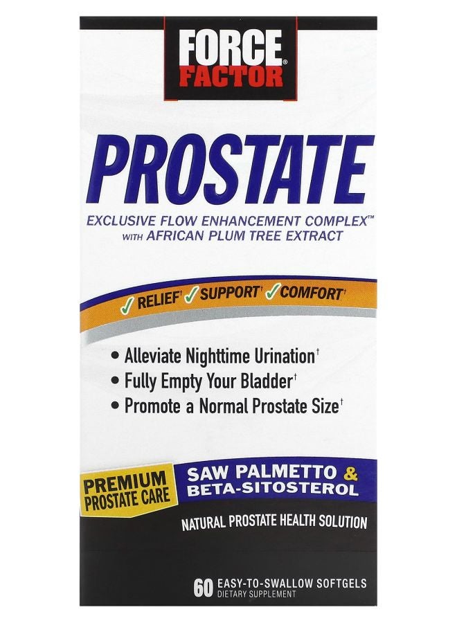 Force Factor Prostate Natural Prostate Health Solution 60 EasyToSwallow Softgels