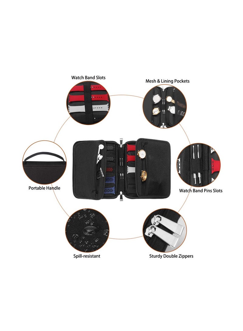 SOLARAE 20 Watch Bands Organizer Case, Waterproof Carrying, Compatible with Apple Watch, for Fitbit Series (Black) - Image 4