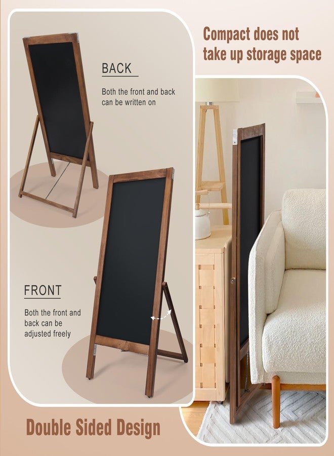 SELEAD Solid Wood Frame Chalkboard with Stand - 40" x 20" Magnetic Double Sided Sandwich Board Signs Outdoor Chalk Board Easel Pizarra for Menu, Business, Wedding - Rustic Brown - Image 2