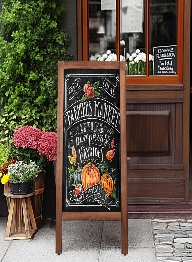 SELEAD Solid Wood Frame Chalkboard with Stand - 40" x 20" Magnetic Double Sided Sandwich Board Signs Outdoor Chalk Board Easel Pizarra for Menu, Business, Wedding - Rustic Brown - Image 3
