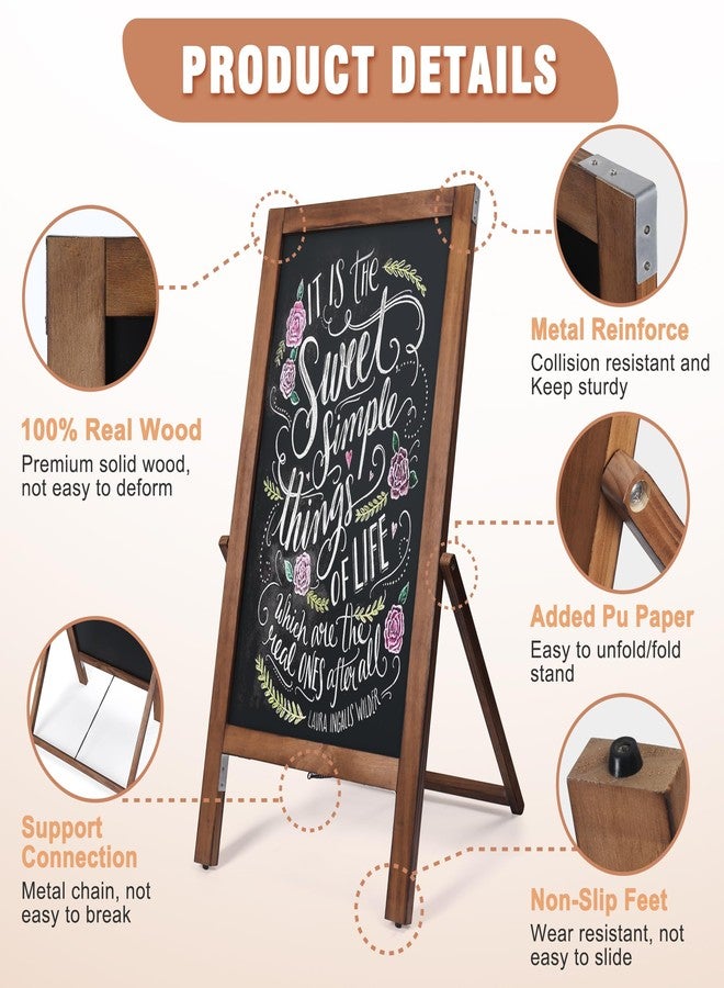 SELEAD Solid Wood Frame Chalkboard with Stand - 40" x 20" Magnetic Double Sided Sandwich Board Signs Outdoor Chalk Board Easel Pizarra for Menu, Business, Wedding - Rustic Brown - Image 5