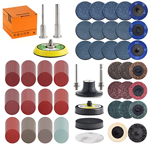 Tshya 270Pack 2inch Sanding Discs Pad Variety Kit for Drill Grinder Rotary Tools Die Grinder Accessories with 1/8"&1/4" Shank Backer Plate, Sanding Pads Includes 36-3000 Grit - Image 1