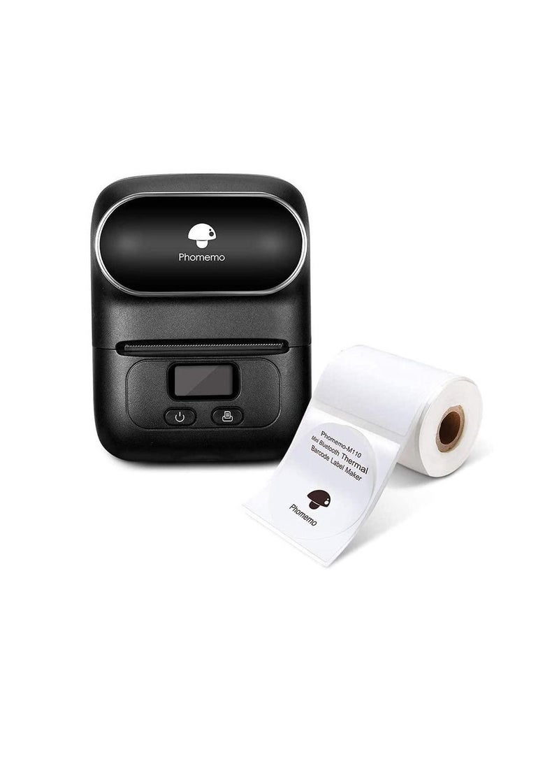 phomemo - Phomemo M110 Portable Thermal Label Printer Bluetooth Connection Apply For Labeling Shipping Office Cable Retail Barcode And More Black - Image 1