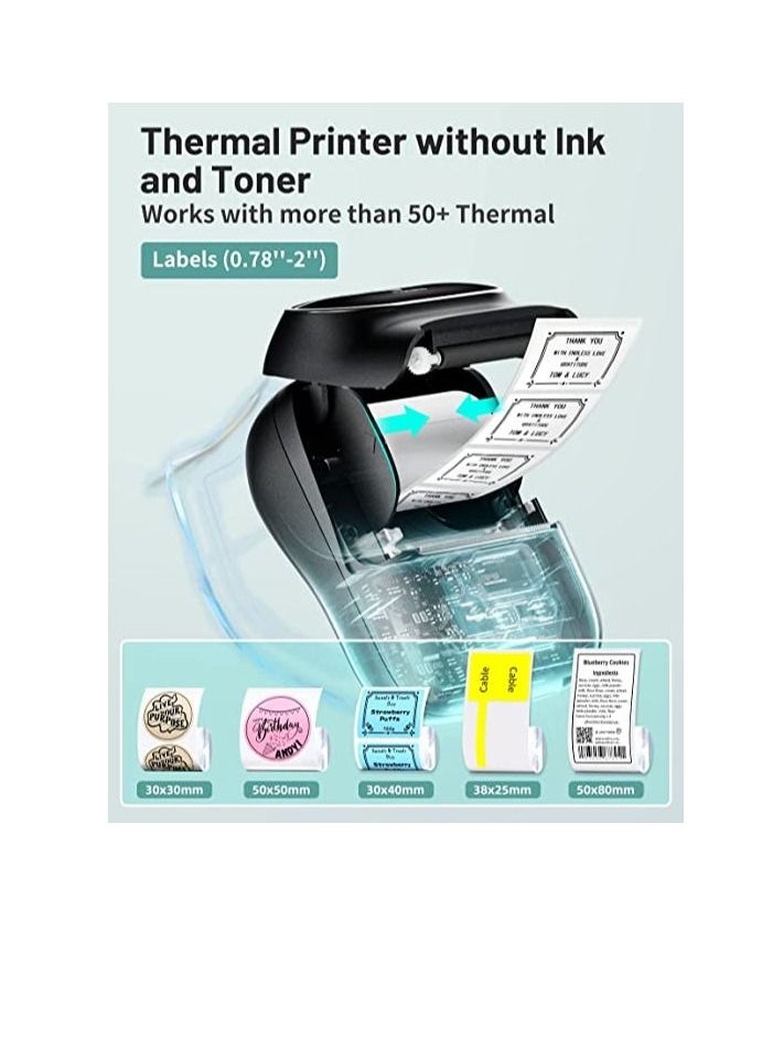 phomemo - Phomemo M110 Portable Thermal Label Printer Bluetooth Connection Apply For Labeling Shipping Office Cable Retail Barcode And More Black - Image 1