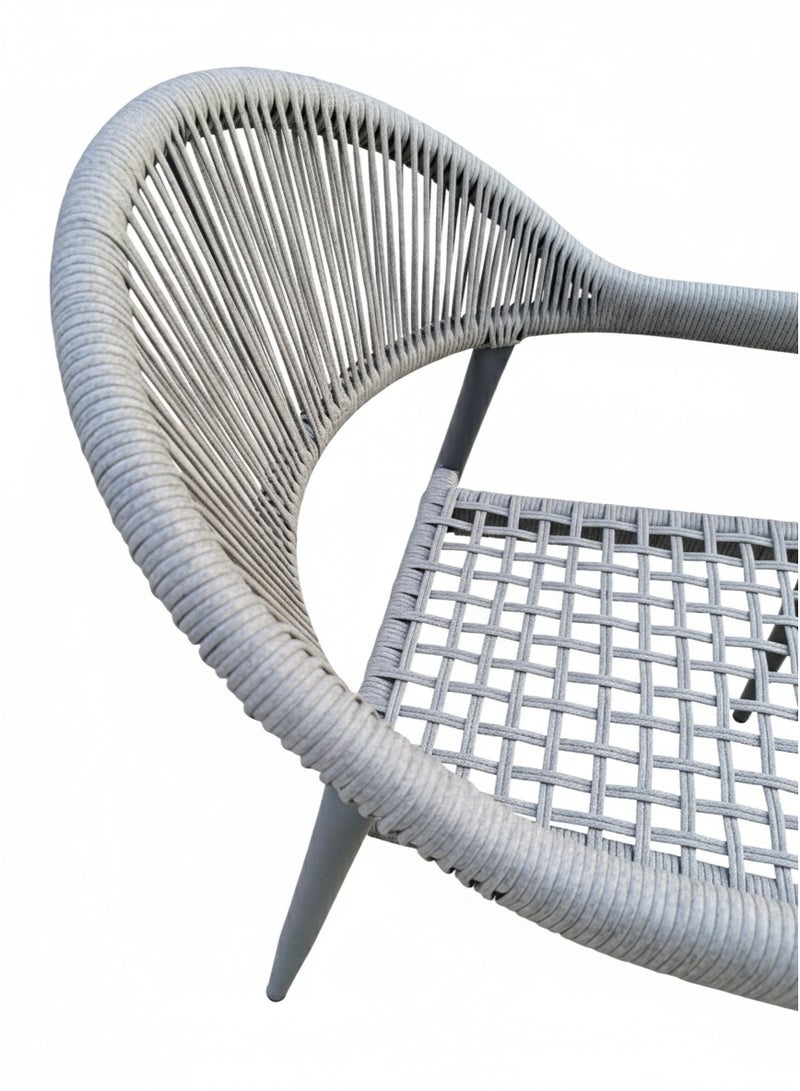 Modern 3-Piece Outdoor Balcony Set | Gray PVC Rope Chair and Aluminum Side Table - Image 4