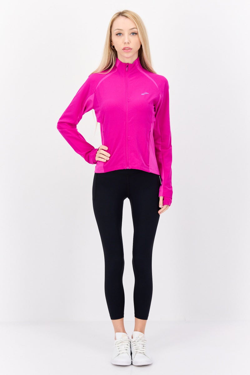 Brooks جاكيت رياضي نسائي بشعار العلامة التجارية، بنفسجي - Image 2