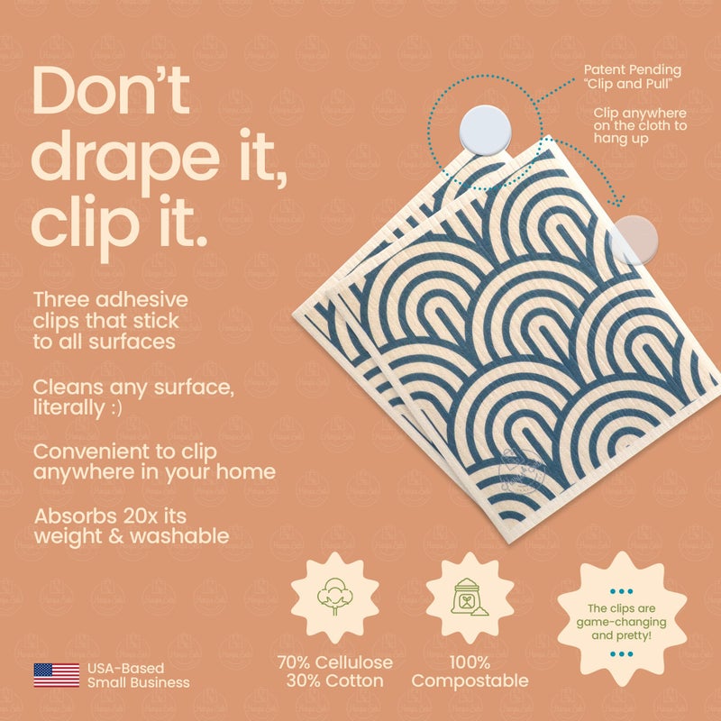 Harps&Seb Swedish Dishcloths for Kitchen Dishcloths - 6 Pack, Reusable Paper Towels with Clips, Super Absorbent Washable Non-Scratch Swedish Dish Towels, No Odor, Biodegradable - Image 5