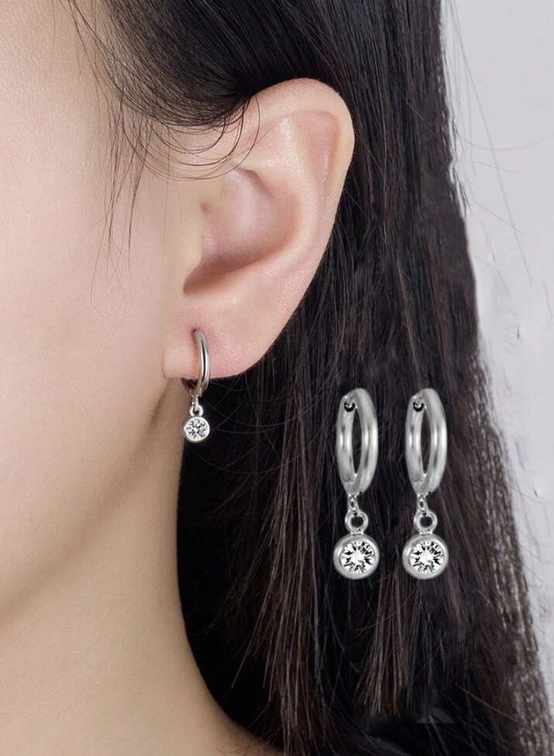 Equal Elegant Silver Stainless Steel Earrings For Women - Image 1