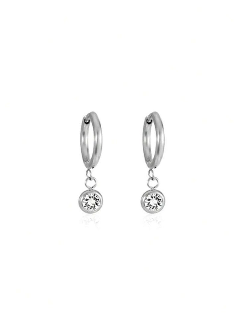 Equal Elegant Silver Stainless Steel Earrings For Women - Image 3