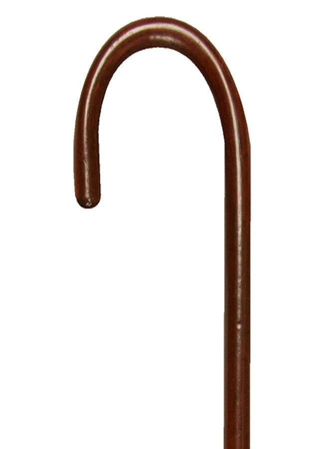 PCP Solid Ash Wood Cane, Round Handle, Crook Style, Walking Aid with Slip Resistant Rubber Grips, Mahogany - Image 1