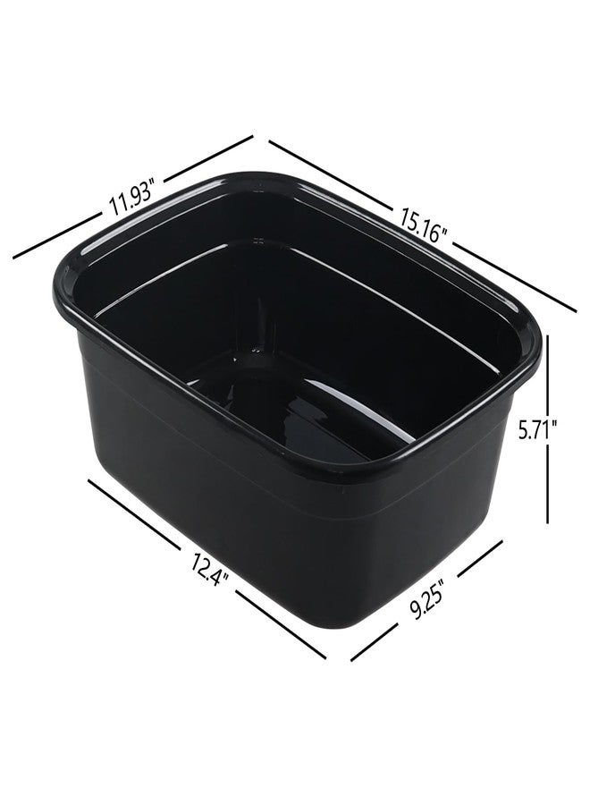 Asking 14 Quart Rectangular Plastic Dish Pan Tub, Portable Washbasin, Black - Image 2