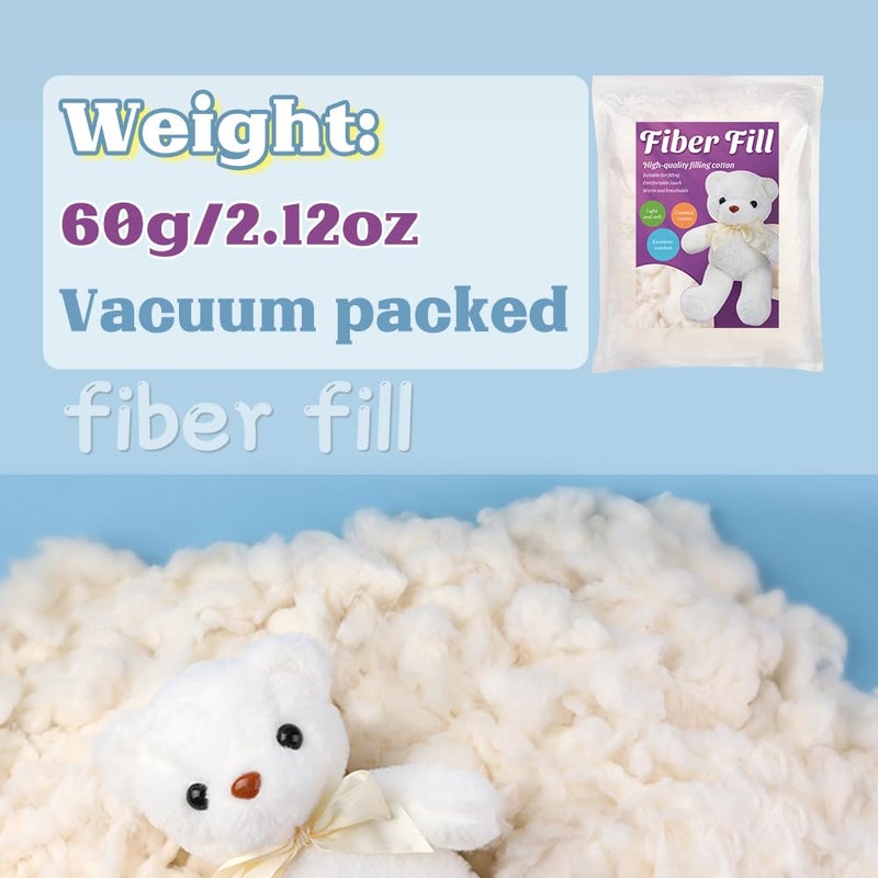 Kogyxe 2.12oz Combed Cotton Filling, High Resilience Cotton Stuffing, Stuffing for Stuffed Animals, Premium Pillow Stuffing for Small Stuffed Cushions Crochet DIY Crafts - Image 2