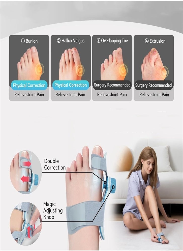 Techlove TECHLOVE Bunion Corrector for Women & Men, Adjustable Knob Double Correction Separator for Big Toe Relief Bunion Splints Hammer Toe Straightener with Pad Comfortable Effective, 1PCS  - Image 2