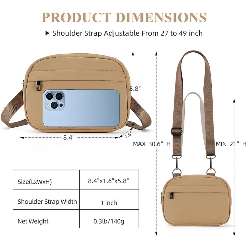 MAXTOP Small Crossbody Bags for Women Men with Detachable Strap Brown Fanny Packs for Women Cell Phone Purse for Travel Walking - Image 5
