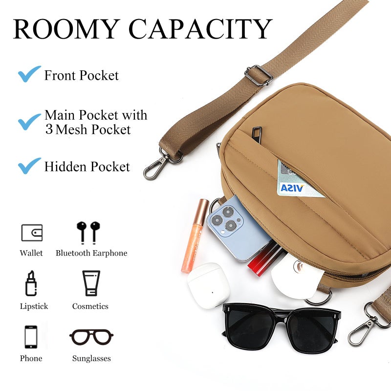 MAXTOP Small Crossbody Bags for Women Men with Detachable Strap Brown Fanny Packs for Women Cell Phone Purse for Travel Walking - Image 3