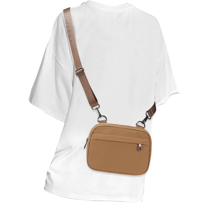 MAXTOP Small Crossbody Bags for Women Men with Detachable Strap Brown Fanny Packs for Women Cell Phone Purse for Travel Walking - Image 1
