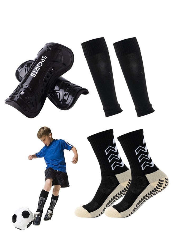 Sports 3-Piece Soccer Assortment Set, 1 Pair Men's Anti Slip Soccer Socks, 1 Pair Shin Sleeves with Pads, Football Socks with Shin Guard - Image 1