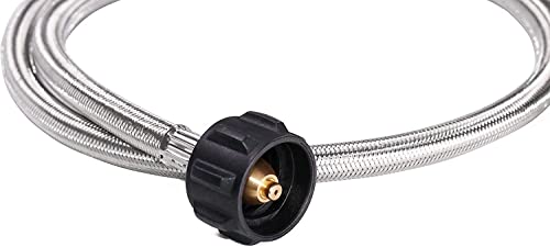 DOZYANT 5 Feet Propane Tank Extension Hose Braided with Gauge -Leak Detector Replacement for Gas Grill, Heater and All Other Propane Appliances, Acme to Male QCC/POL Fittings - Image 4