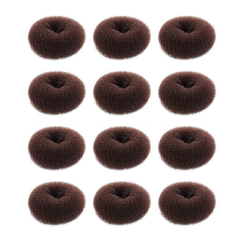SQULIGT Hair Donut Set - 12 Pcs Crown Shapers for Short and Thin Hair, Kids Girls Women (Size S/ 2.3 Inch, Dark Brown) - Image 1
