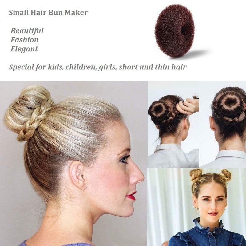 SQULIGT Hair Donut Set - 12 Pcs Crown Shapers for Short and Thin Hair, Kids Girls Women (Size S/ 2.3 Inch, Dark Brown) - Image 3