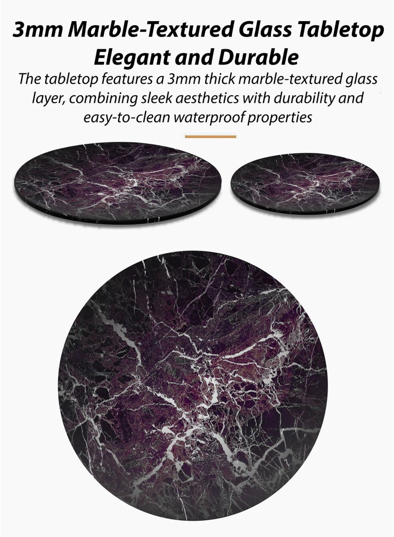 DBLEW 3 Pieces Modern Stackable Round Nesting Table Set Luxury Minimalist Stacking Coffee Tables With 3mm Faux Black Marble Glass Tabletop And Gold Steel Frame Accent Tables End Tables Side Tables For Home Office Living Room Hall And Small Spaces Sofa Centre Teapoy Table - Image 2