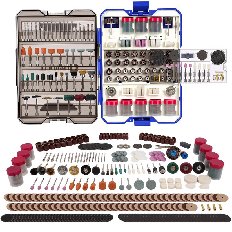 HARDELL 618PCS Rotary Tool Accessories, Rotary Tool Attachment with 1/8" Diameter Shanks, Fits Dremel Rotary Tools, Universal Bits for Sanding, Cutting, Polishing, Grinding, Drilling, Engraving - Image 1