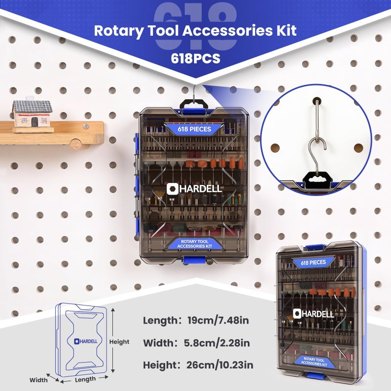 HARDELL 618PCS Rotary Tool Accessories, Rotary Tool Attachment with 1/8" Diameter Shanks, Fits Dremel Rotary Tools, Universal Bits for Sanding, Cutting, Polishing, Grinding, Drilling, Engraving - Image 5