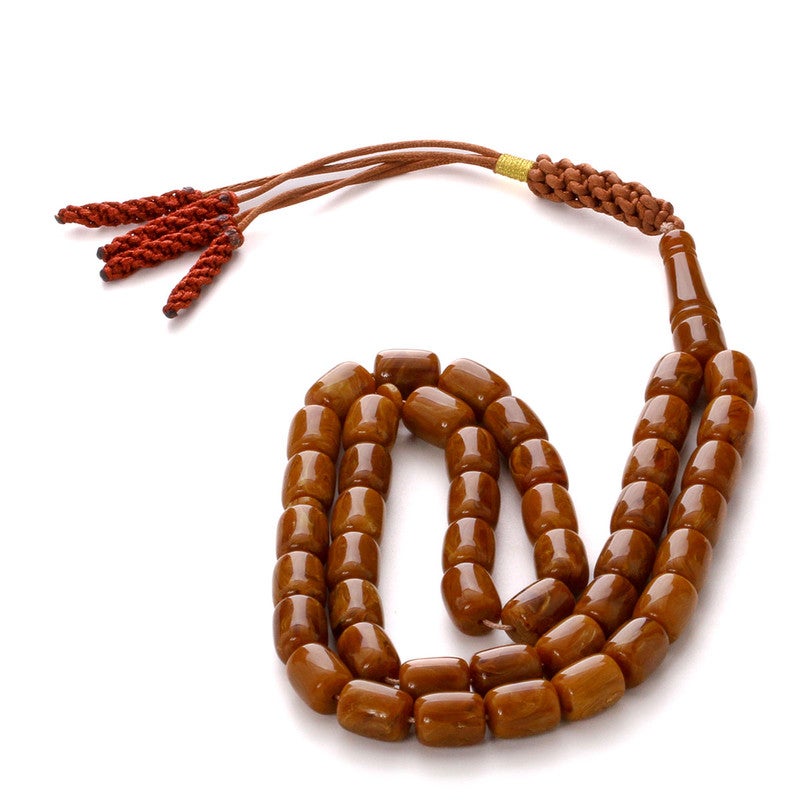 RS Polish Amber Dust Misbaha Coffee Color 45 Beads with Tassel - Image 3